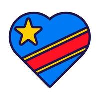 republik av kongo flagga festlig hjärta översikt ikon vektor
