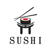 sushi logotyp mall vektor ikon japansk mat