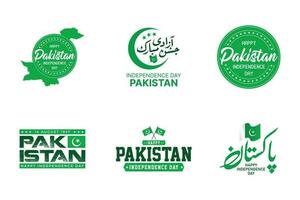 pakistan oberoende dag typografi uppsättning. Begagnade för logotyp, baner, social meia posta design. pakistan nationell dag kalligrafi vektor