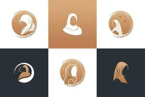 Schönheit Hijab Logo Design Vektor Sammlung mit einzigartig Element Idee