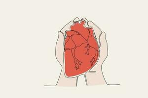 Färg illustration av en hand bevakning de hjärta vektor