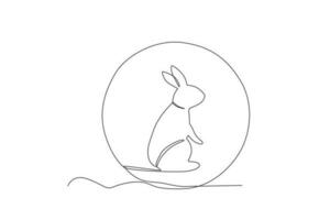 ein Hase Jungtier sitzt auf das Mond vektor