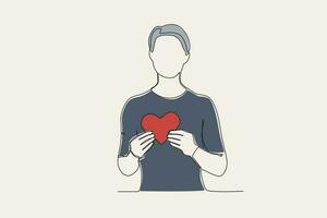 Farbe Illustration von ein Mann halten ein Herz vektor