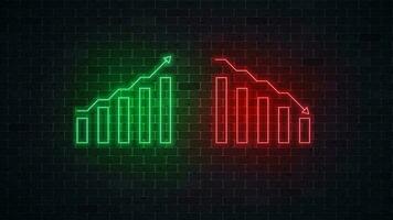 neon dynamik av kurs uppkopplad grafik. handel pil. vektor illustration