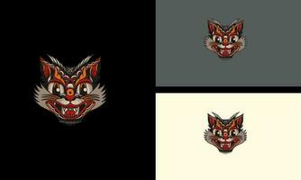 huvud katt zombie vektor maskot design