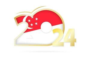år 2024 med singapore flagga mönster. vektor