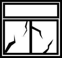 gebrochen Fenster Glas Feld Symbol. gebrochen Fenster unterzeichnen. eben Stil. vektor