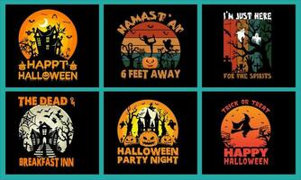 Halloween-T-Shirt-Design-Paket vektor