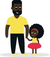 afrikanisch amerikanisch Vater und Tochter eben Stil Vektor Illustration, schwarz Mann mit seine Tochter , schwarz Vater und schwarz Tochter mit ein afro halten Hand Lager Vektor Bild