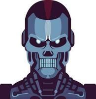cyborg mördare robot avsluta människor vektor illustration, ondska robot platt stil stock vektor bild