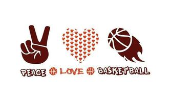 Frieden Liebe Basketball t Hemd Vektor Design