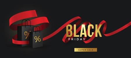 svart fredag superförsäljning realistiska svarta presentaskar vektor