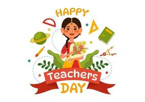 glücklich Lehrer Tag im Indien Vektor Illustration mit das Lehrer tragen traditionell Kleider im Bildung eben Karikatur Hand gezeichnet Hintergrund Vorlagen