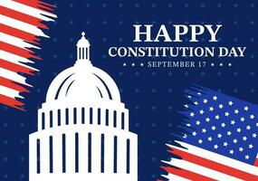 glücklich Verfassung Tag vereinigt Zustände Vektor Illustration auf 17 .. September mit amerikanisch winken Flagge Hintergrund und Kapitol Gebäude Vorlagen