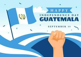 guatemala oberoende dag vektor illustration på september 15 med vinka flagga bakgrund i nationell Semester platt tecknad serie hand dragen mallar