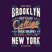brooklyn högskola sportig grafisk mode stil, t skjorta design, typografi vektor, illustration vektor