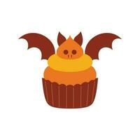 Halloween Cupcakes Illustration. gespenstisch dekoriert Muffins, thematisch klein Kuchen zum 31 Oktober und unheimlich Dessert Essen Karikatur Vektor Illustration einstellen von Halloween Kuchen Muffin gespenstisch