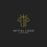 lu Initiale mit Monoline Säule Logo Stil, Luxus Monogramm Logo Design zum legal Feste vektor