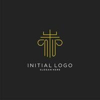 nu Initiale mit Monoline Säule Logo Stil, Luxus Monogramm Logo Design zum legal Feste vektor