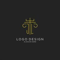 J L Initiale mit Monoline Säule Logo Stil, Luxus Monogramm Logo Design zum legal Feste vektor