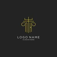nk Initiale mit Monoline Säule Logo Stil, Luxus Monogramm Logo Design zum legal Feste vektor