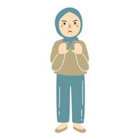 ung människor hijab instämmer inte alls gest känslor vektor