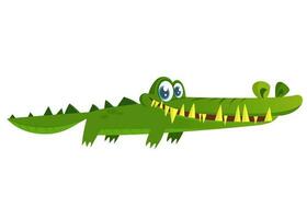 söt tecknad serie krokodil. vektor illustration av en grön krokodil