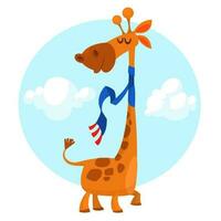 Karikatur komisch Giraffe. Vektor Illustration von afrikanisch Savanne Giraffe