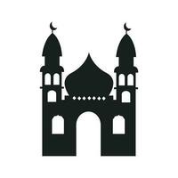 moské silhuett för Ramadhan kareem. moské eller masjid. svartvit ikoner på vit bakgrund. muslim dyrkan plats symbol. vektor