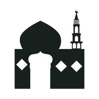 Moschee Silhouette zum Ramadhan karem. Moschee oder Masjid. einfarbig Symbole auf Weiß Hintergrund. Muslim Anbetung Platz Symbol. vektor
