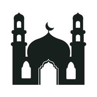 moské silhuett för Ramadhan kareem. moské eller masjid. svartvit ikoner på vit bakgrund. muslim dyrkan plats symbol. vektor