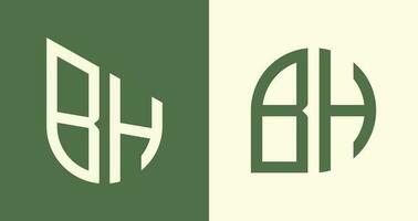 kreativa enkla initiala bokstäver bh logo designs paket. vektor