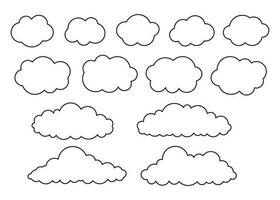 Wolke gestalten auf Himmel Satz, Wetter Linie Symbol. einfach eben Stil von anders Wolken. Grafik Element Sammlung zum Netz und drucken. Vektor Gliederung Illustration