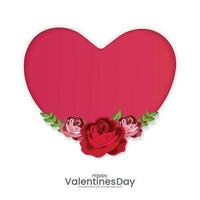 glücklich Valentinstag Tag Karte. Herz mit Rose Rosa und rot Farbe auf Weiß Hintergrund. zum Valentinstag Tag, Mutter und Geburtstag Gruß Karte Design vektor
