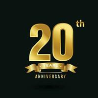 årsdag 20:e år lyx gyllene siffra band vektor