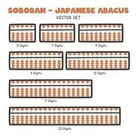 japansk kulram ClipArt. uppsättning av japansk kulram också känd som soroban med annorlunda tal av kolonner platt vektor illustration ClipArt tecknad serie stil. matematik klassrum, tillbaka till skola begrepp