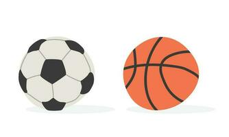 skola sport bollar ClipArt. enkel fotboll boll och basketboll boll platt vektor illustration ClipArt tecknad serie stil klämma konst, hand dragen klotter. studenter, skola förnödenheter, tillbaka till skola begrepp