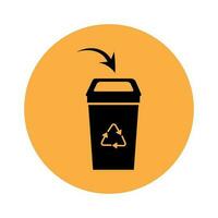 Müll können Symbol mit Pfeil auf Orange Hintergrund vektor