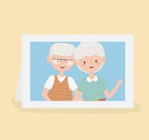 alte Leute, süßes Paar Großeltern im Bilderrahmen vektor