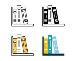 bibliotek ikon element vektor design i 4 stil linje, glyf, duoton, och platt.