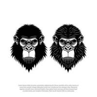 wütend Gorilla Kopf, Affen Kopf, Affe Vektor Vorlage Logo. schwarz und Weiß Logo isoliert. Vektor Illustration, wild.