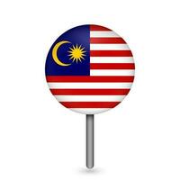 kartpekare med landet malaysia. malaysiska flaggan. vektor illustration.