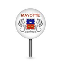 Kartenzeiger mit Country Mayotte. Mayotte-Flagge. Vektor-Illustration. vektor