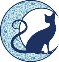 måne och katt skära fil består av flera olika skikten. de måne är avbildad som en cirkulär form, medan de katt är placerad i främre av de måne, skapande en silhuett effekt. vektor