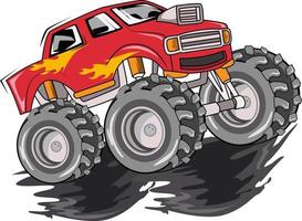 77. röd monster truck vektorkonst vektor