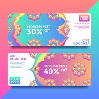 Moslem Fest Presentkort Voucher Mallar Vector