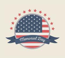 glad minnesdag, rund etikettflagga med bandstjärnor amerikansk firande vektor