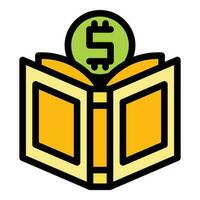 Geld Buch Symbol Vektor eben