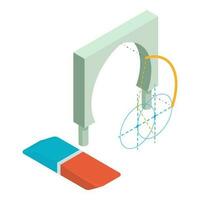 Wiederaufbau Konzept Symbol isometrisch Vektor. Bogen Projekt und Dual Farbe Radiergummi vektor