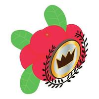 organisch Cranberry Symbol isometrisch Vektor. frisch reif rot Cranberry und Krone Zeichen vektor